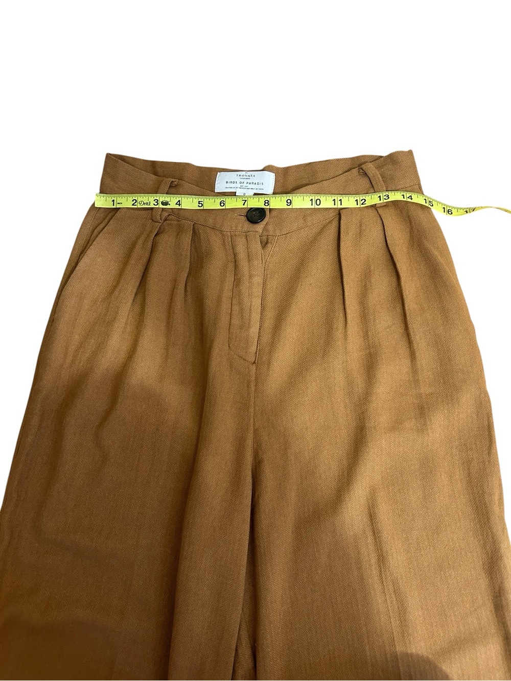 Trovata Birds of Paradis Brown Wide Leg Trouser Pants size 0 - Picture 7 of 10